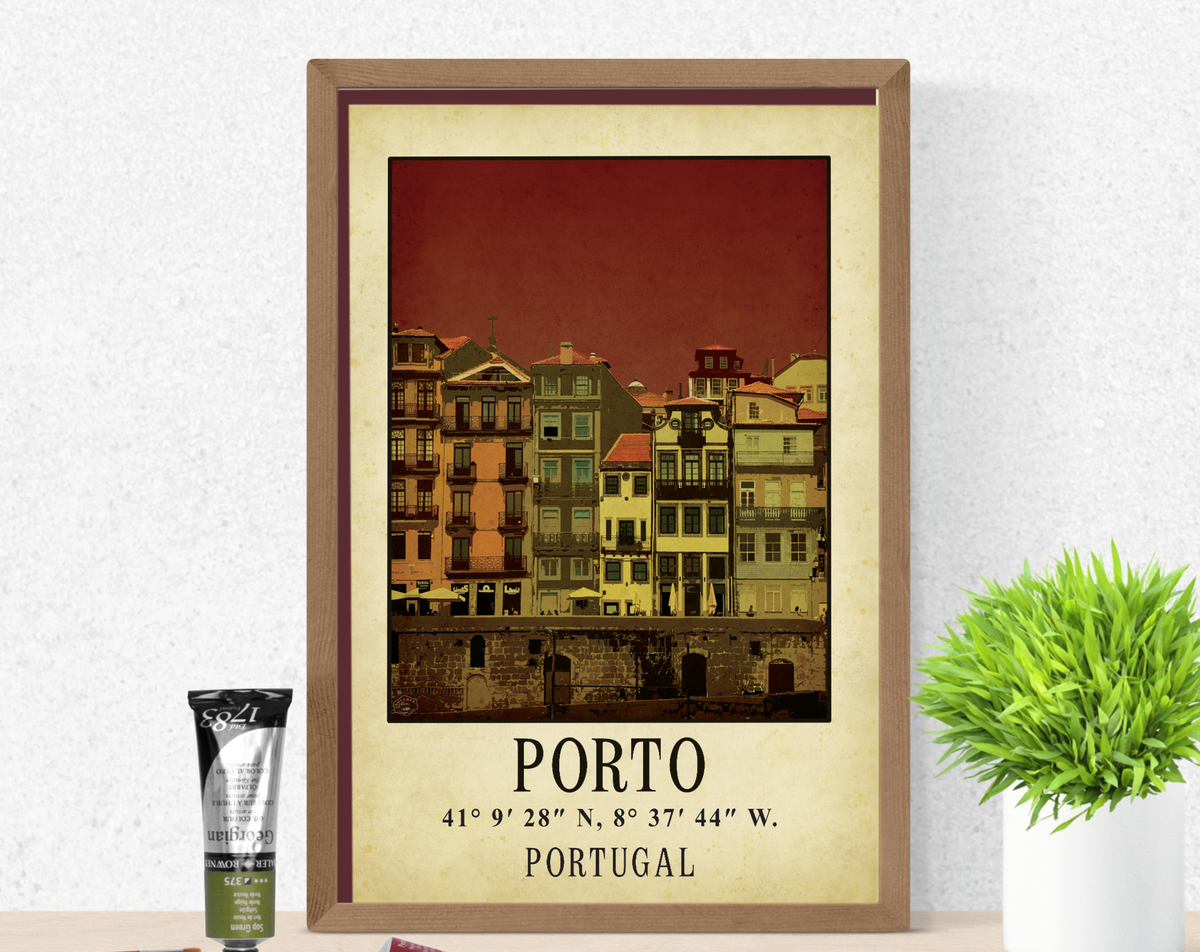 Porto Art Print: Vintage Travel Poster, Minimalist Home Decor