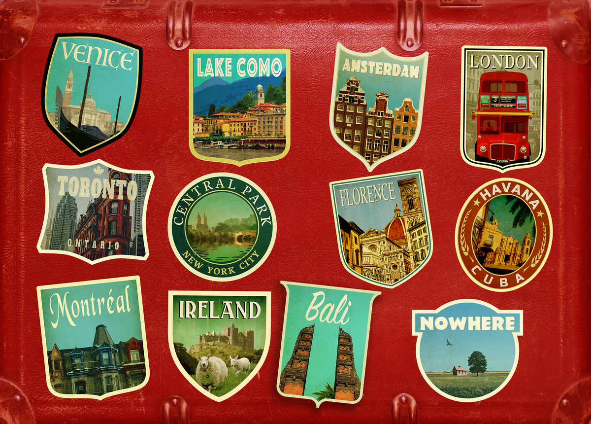 Custom Travel Sticker Pack, Vintage-Style Decals