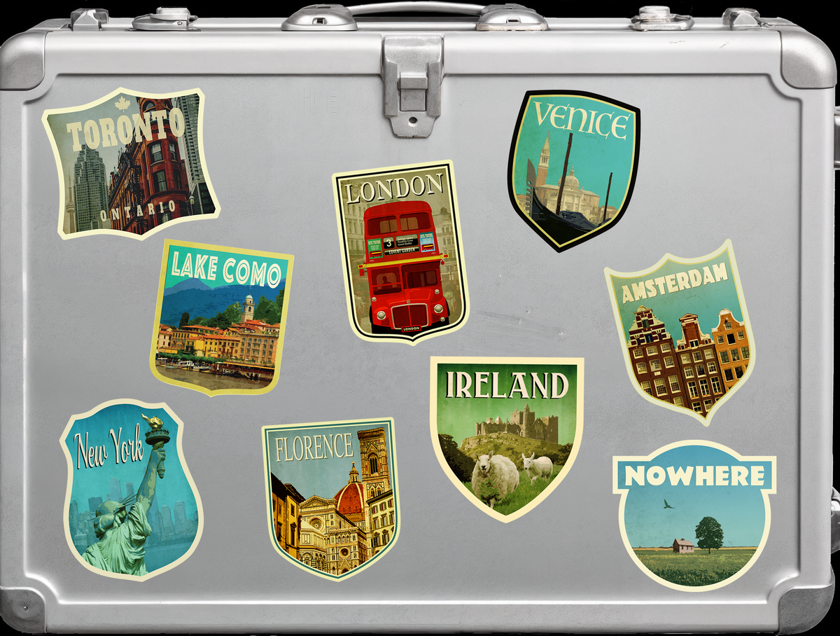 Custom Travel Sticker Pack, Vintage-Style Decals