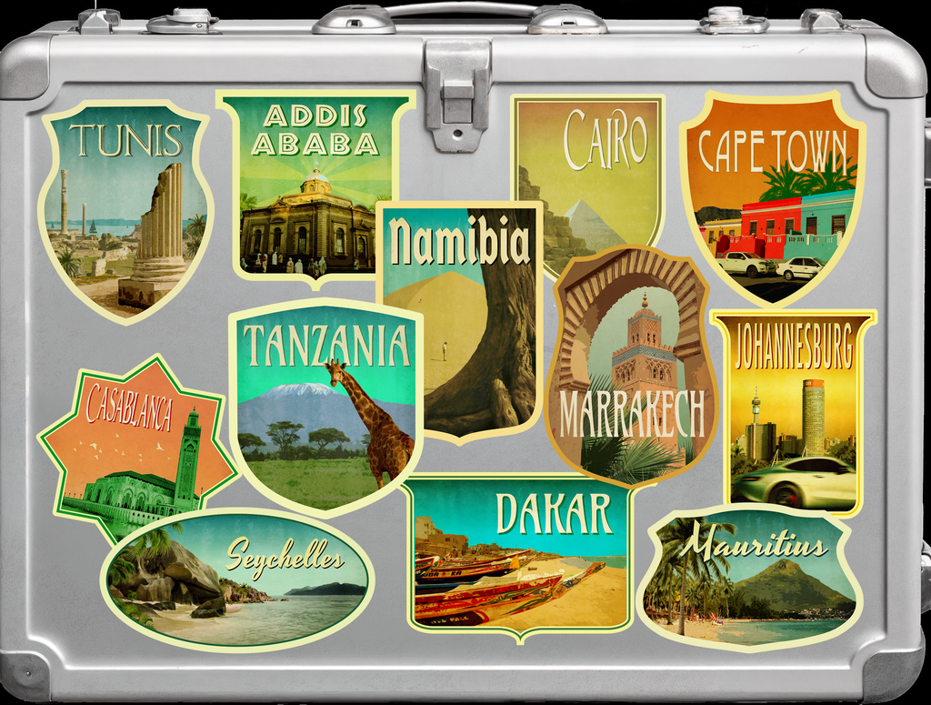 Custom Travel Sticker Pack, Vintage-Style Decals