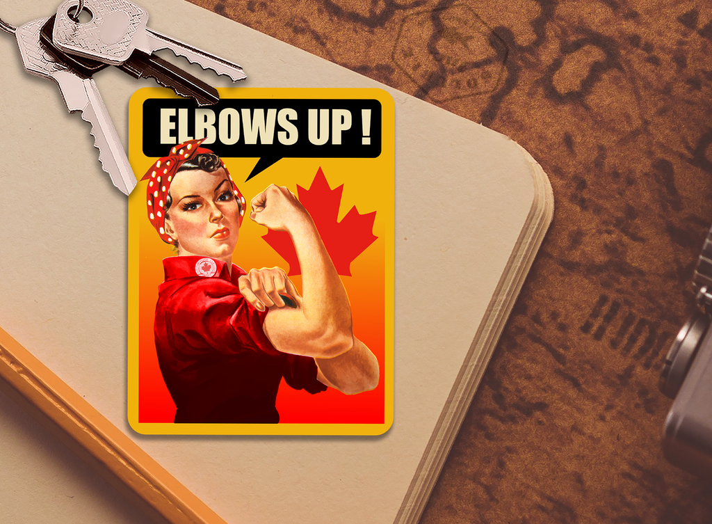 Elbows Up sticker, vintage-style decal for suitcase, laptop or water bottle