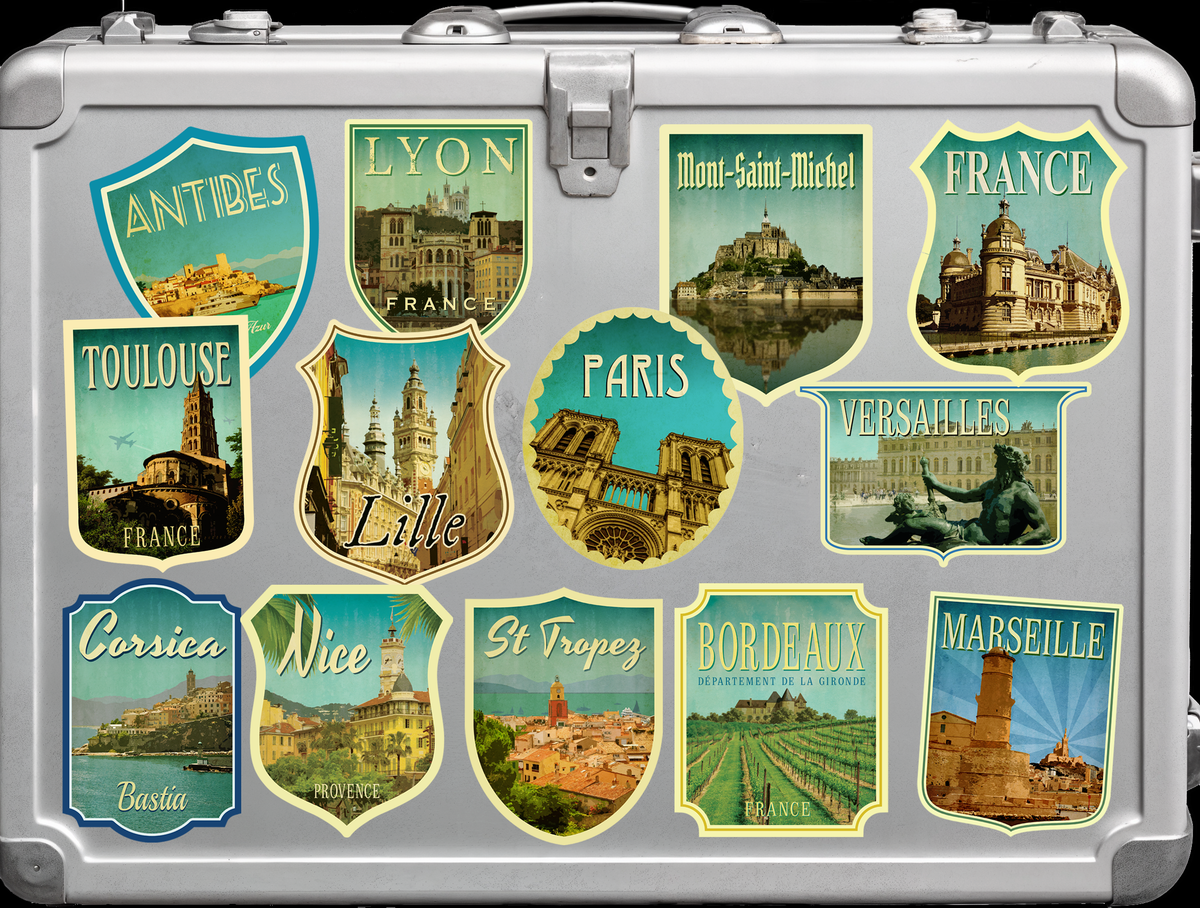 Custom Travel Sticker Pack, Vintage-Style Decals