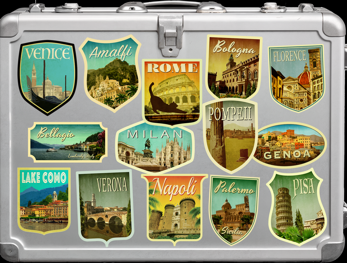 Custom Travel Sticker Pack, Vintage-Style Decals