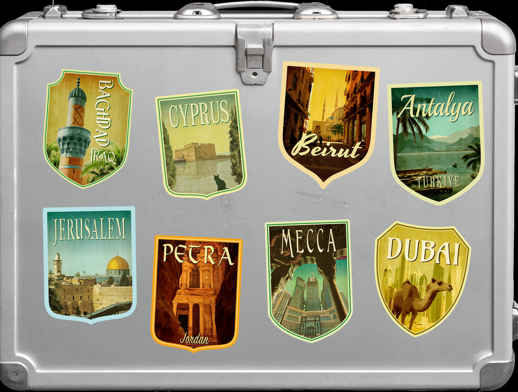 Custom Travel Sticker Pack, Vintage-Style Decals
