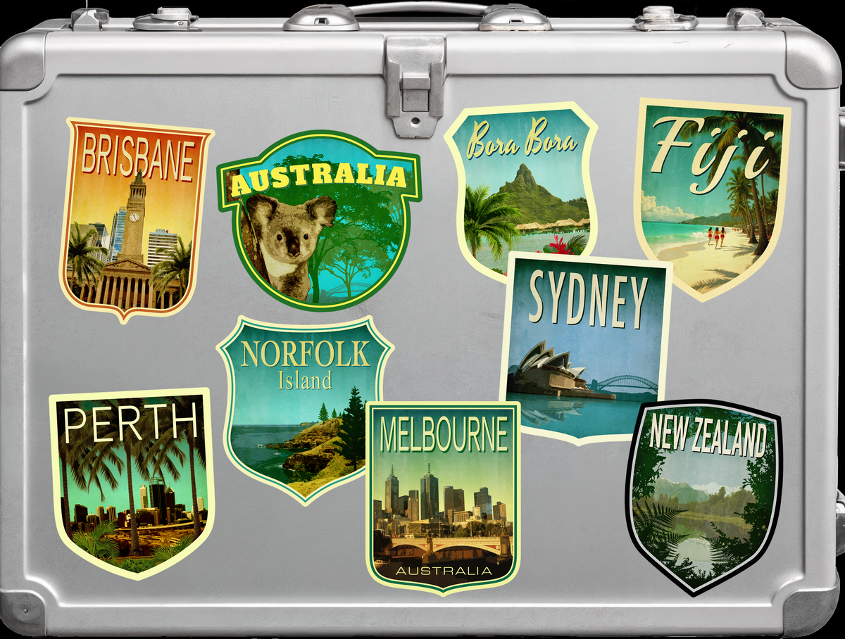 Custom Travel Sticker Pack, Vintage-Style Decals