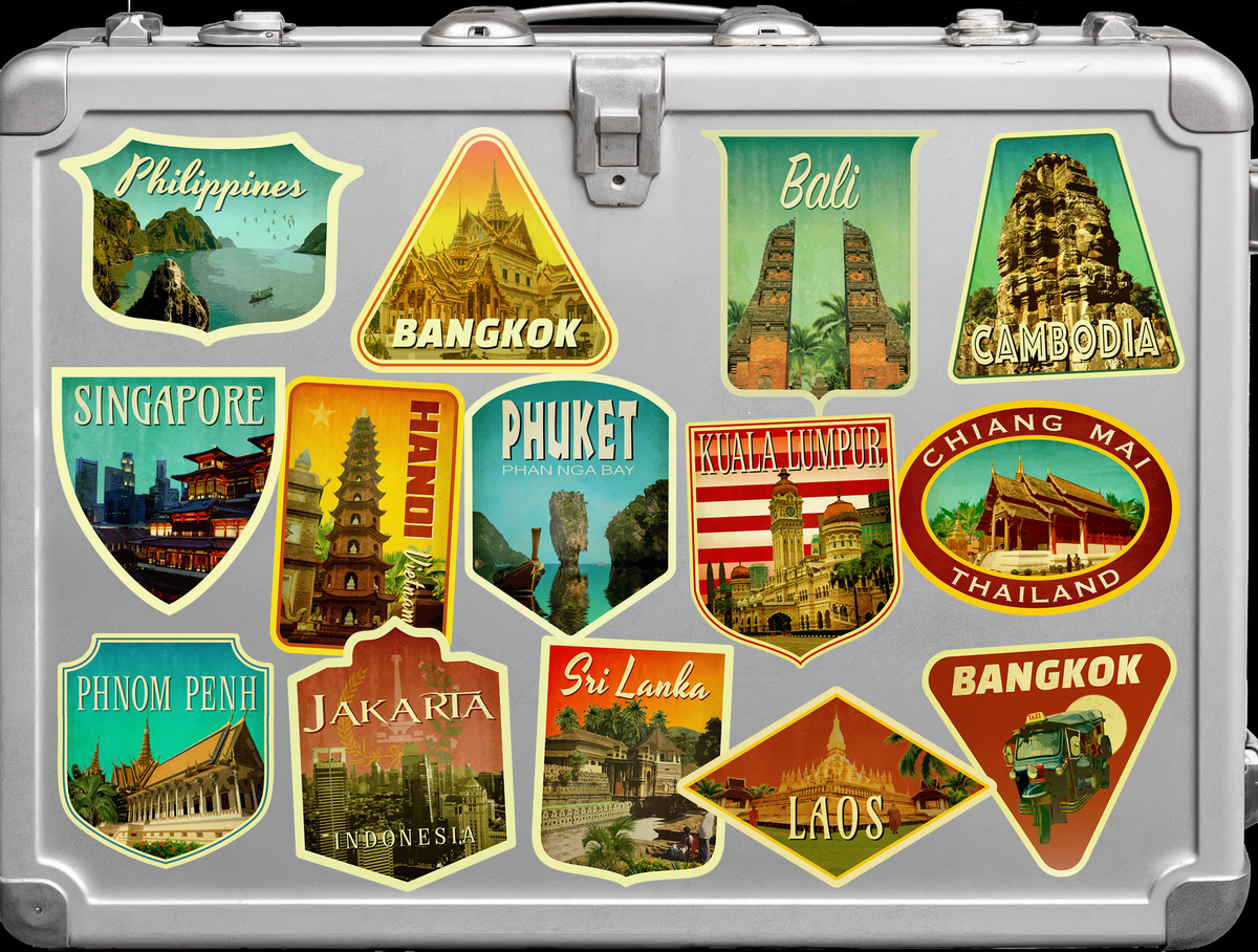 Custom Travel Sticker Pack, Vintage-Style Decals