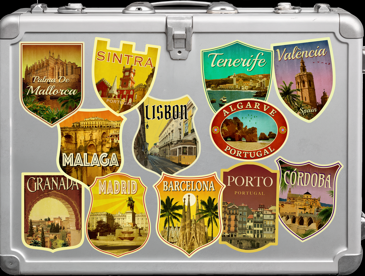 Custom Travel Sticker Pack, Vintage-Style Decals