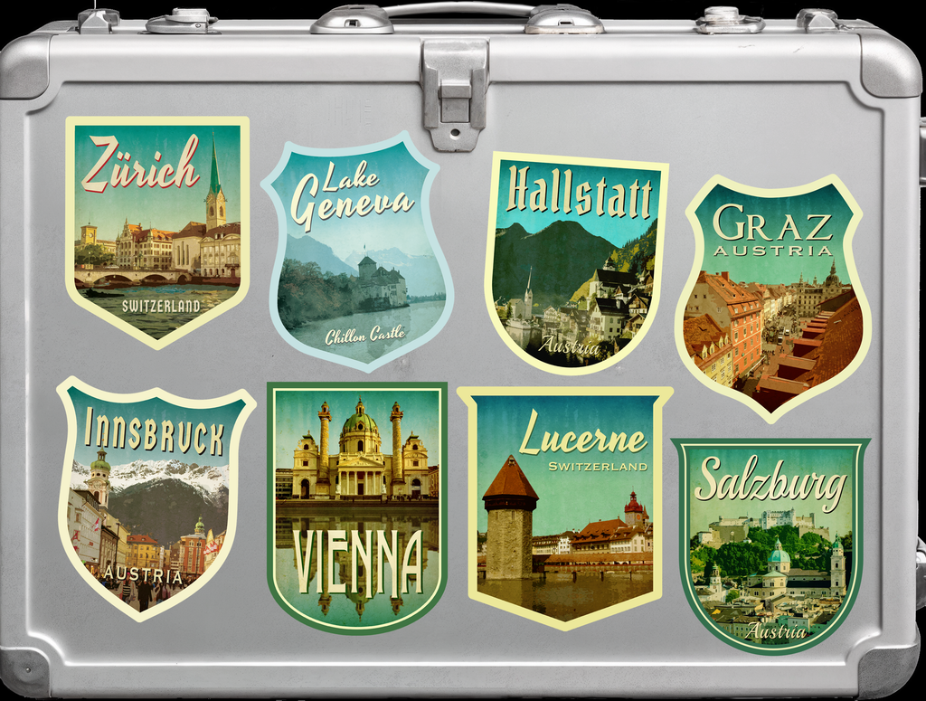 Custom Travel Sticker Pack, Vintage-Style Decals