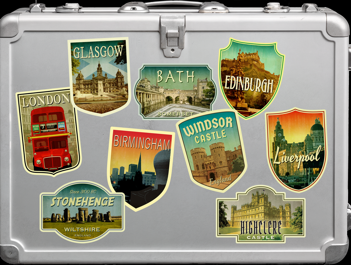 Custom Travel Sticker Pack, Vintage-Style Decals