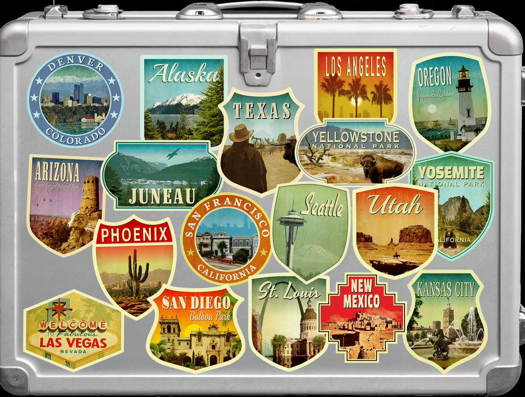 Custom Travel Sticker Pack, Vintage-Style Decals