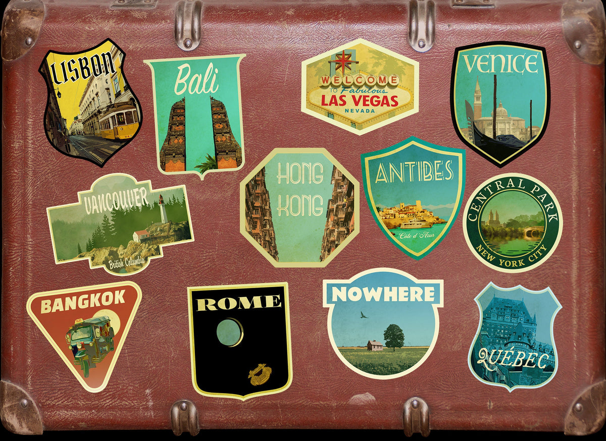 Hong Kong travel sticker, vintage style decal for suitcase, luggage, laptop or water bottle
