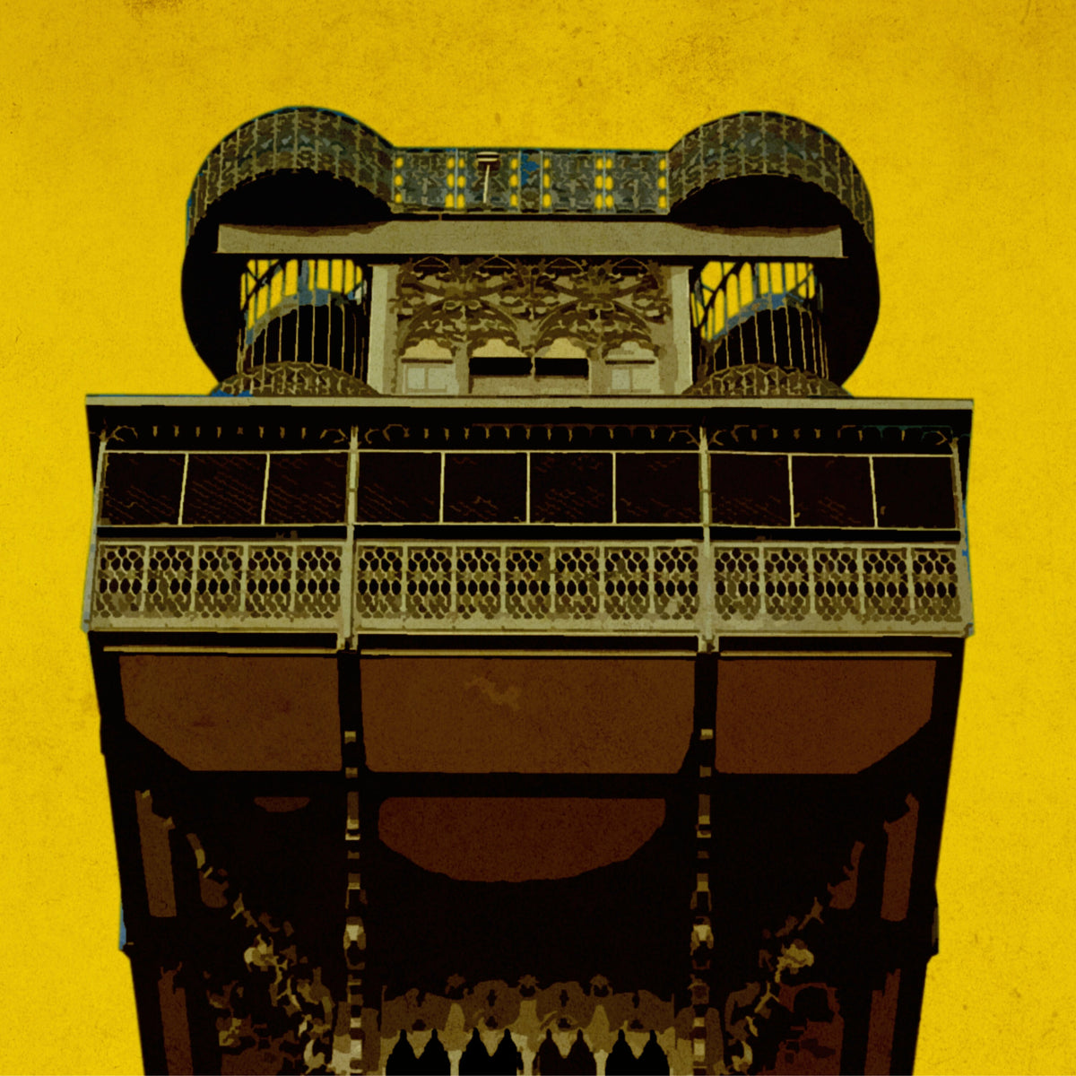 Lisbon Travel Poster: Santa Justa Elevator, Minimalist Art Print