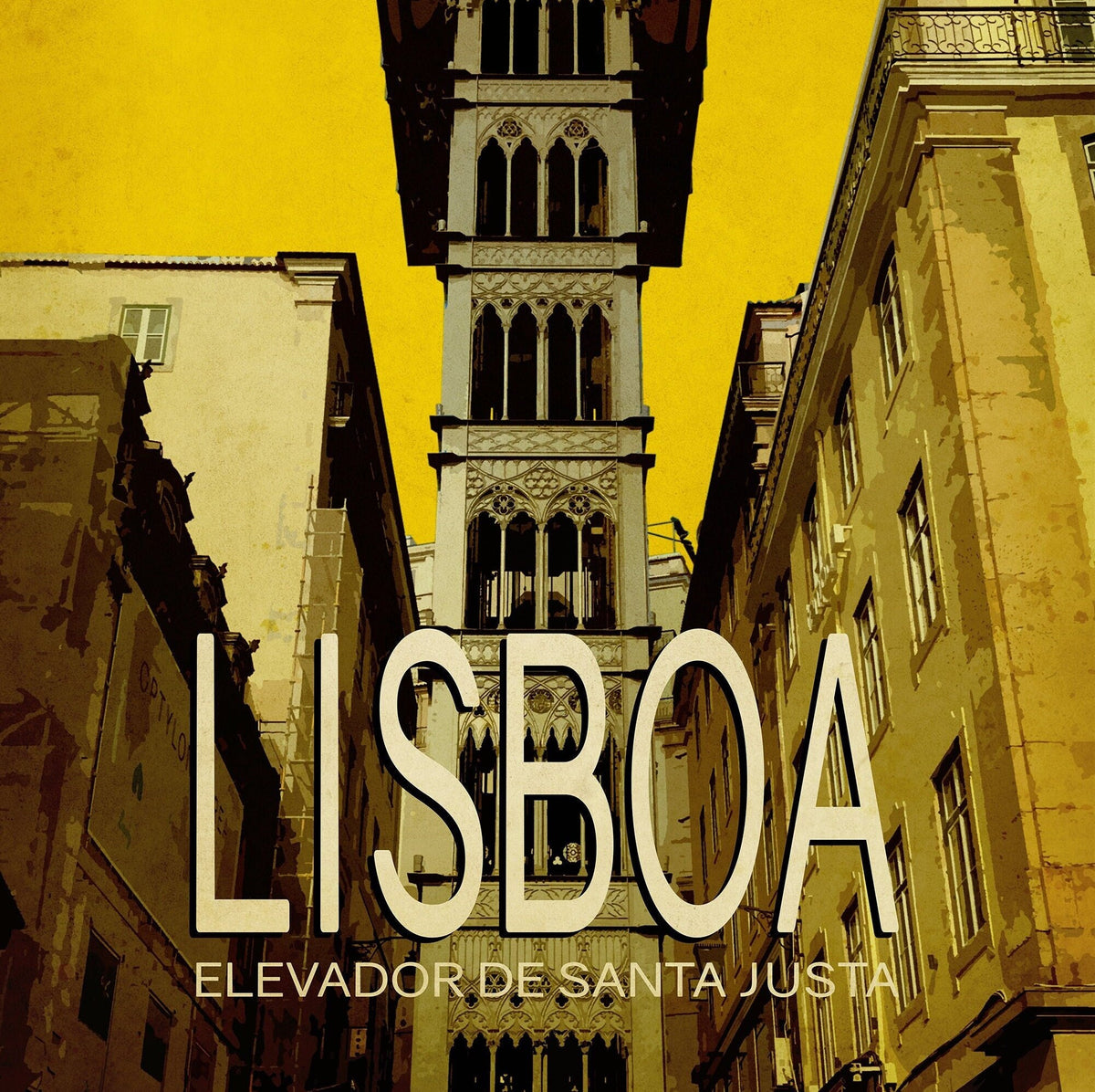 Lisbon Travel Poster: Santa Justa Elevator, Minimalist Art Print