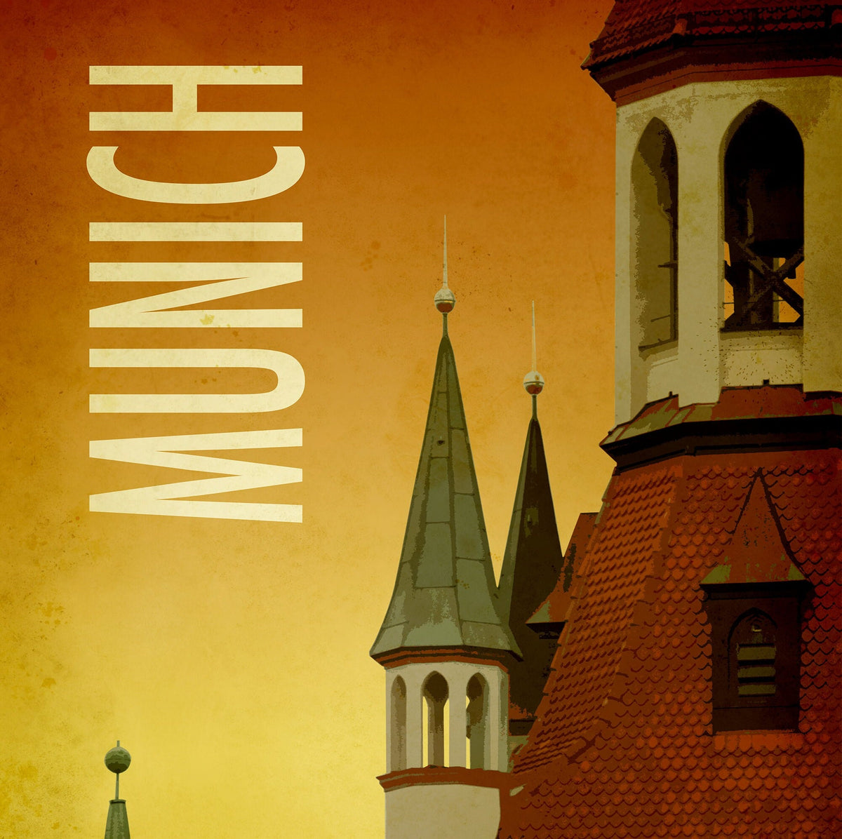Munich Vintage Travel Poster: Minimalist Art Print