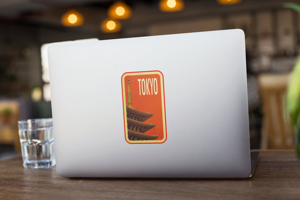 Tokyo Japan travel sticker, vintage style decal for suitcase, luggage, laptop or water bottle