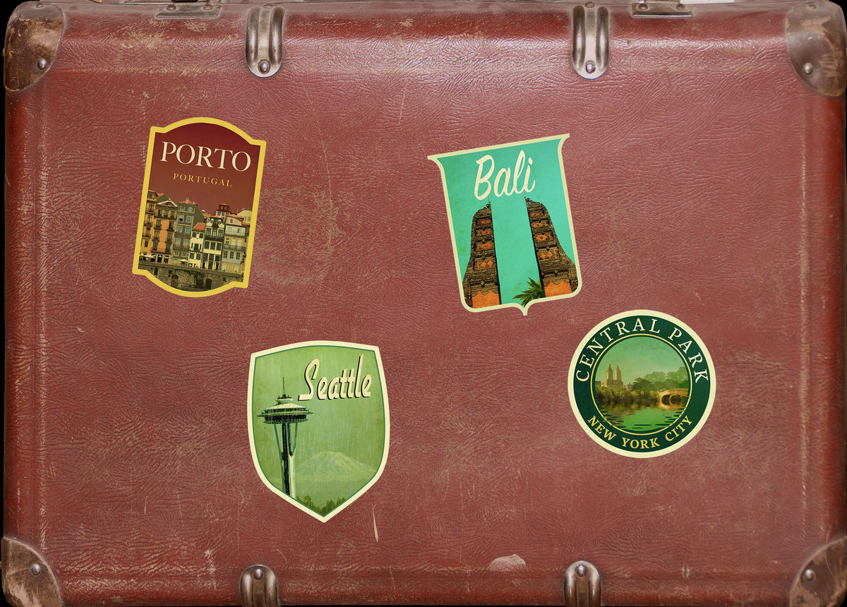 Seattle travel sticker, vintage style decal for suitcase, luggage, laptop or water bottle