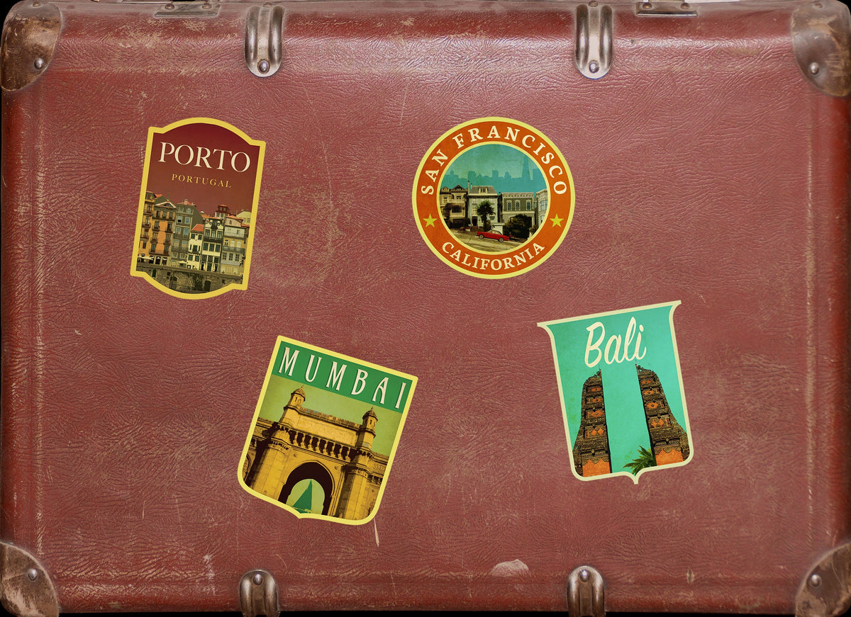 Mumbai India travel sticker, vintage style decal for suitcase, luggage, laptop or water bottle