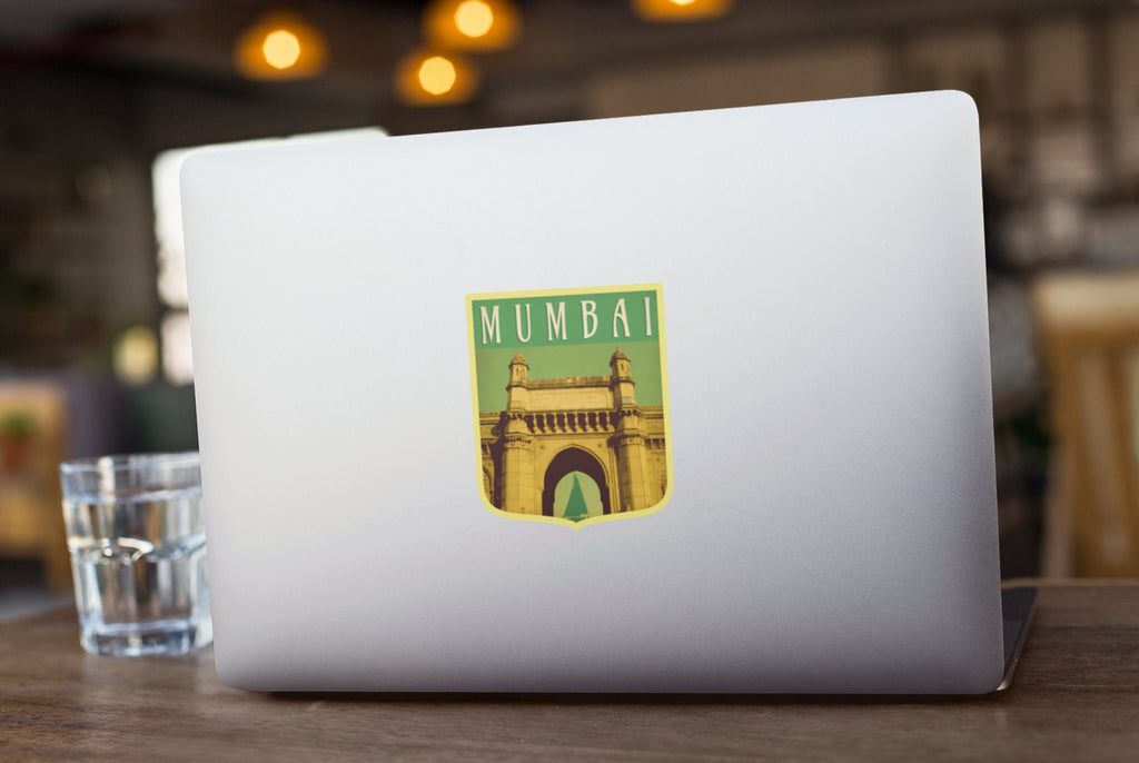 Mumbai India travel sticker, vintage style decal for suitcase, luggage, laptop or water bottle