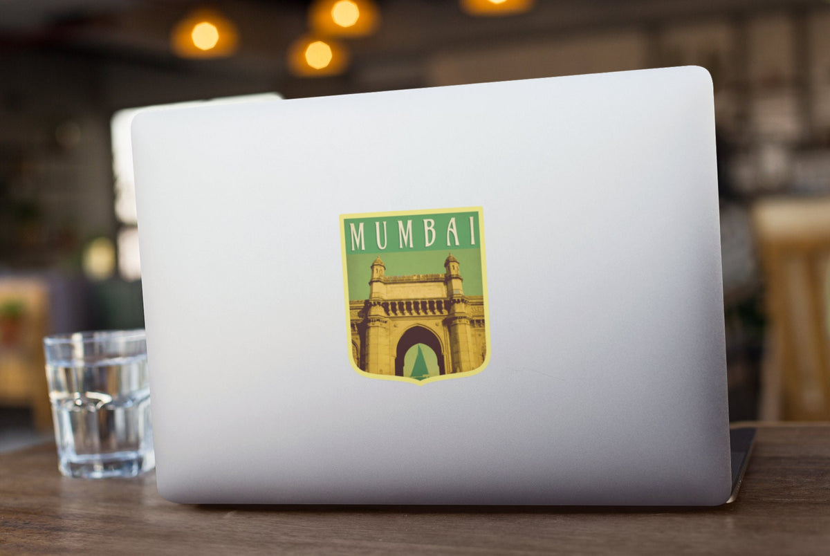 Mumbai India travel sticker, vintage style decal for suitcase, luggage, laptop or water bottle