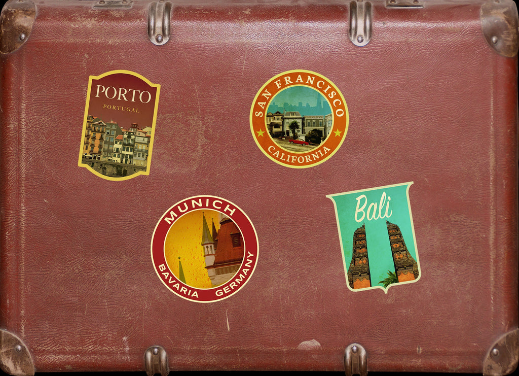 Munich Germany Travel Sticker: Vintage style Luggage Decal