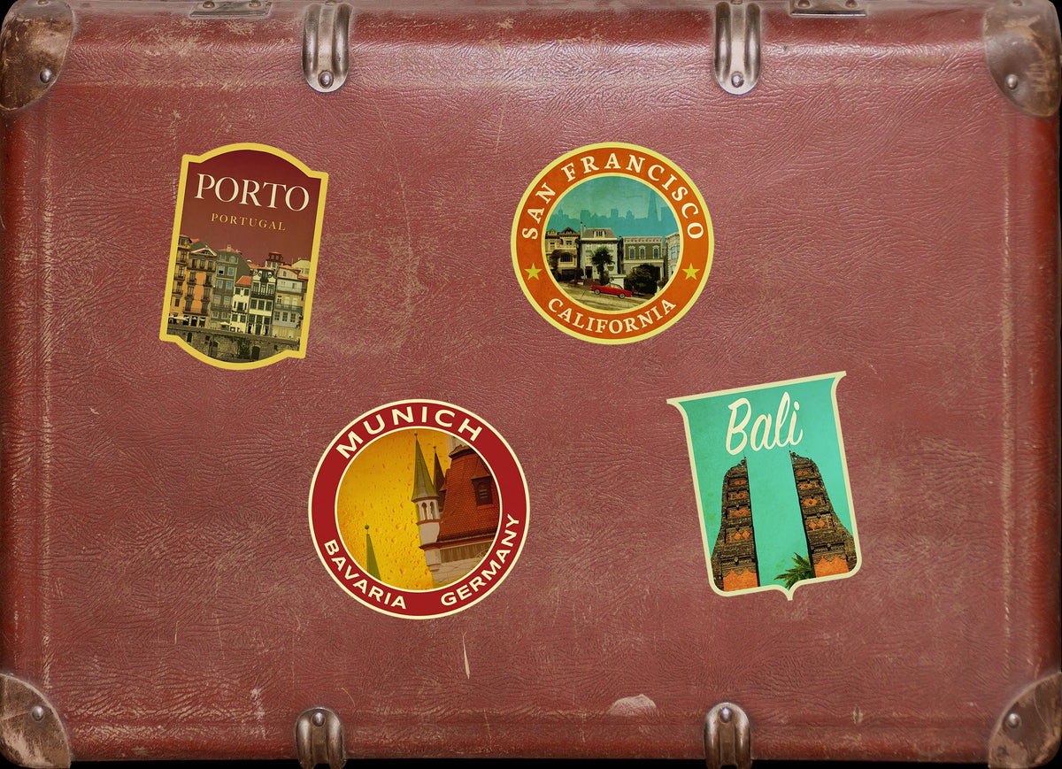 Munich Germany Travel Sticker: Vintage style Luggage Decal