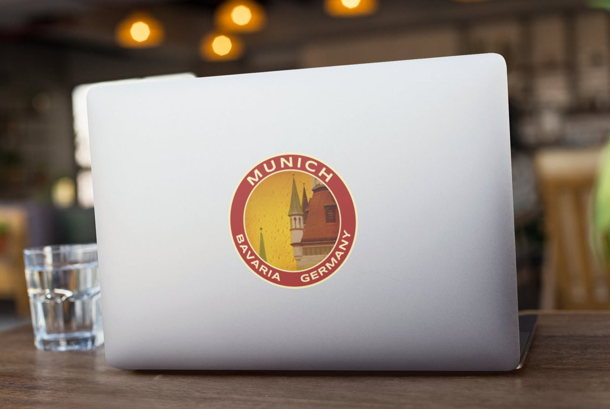 Munich Germany Travel Sticker: Vintage style Luggage Decal