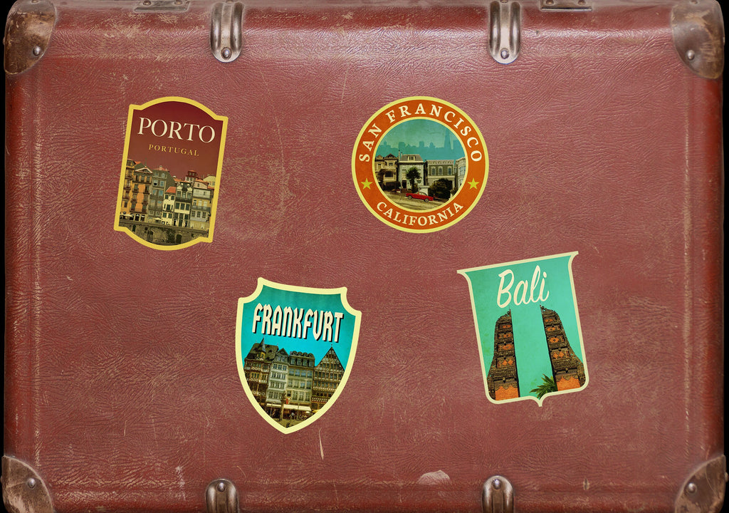 Frankfurt Germany Travel Sticker: Vintage-Style Luggage Decal