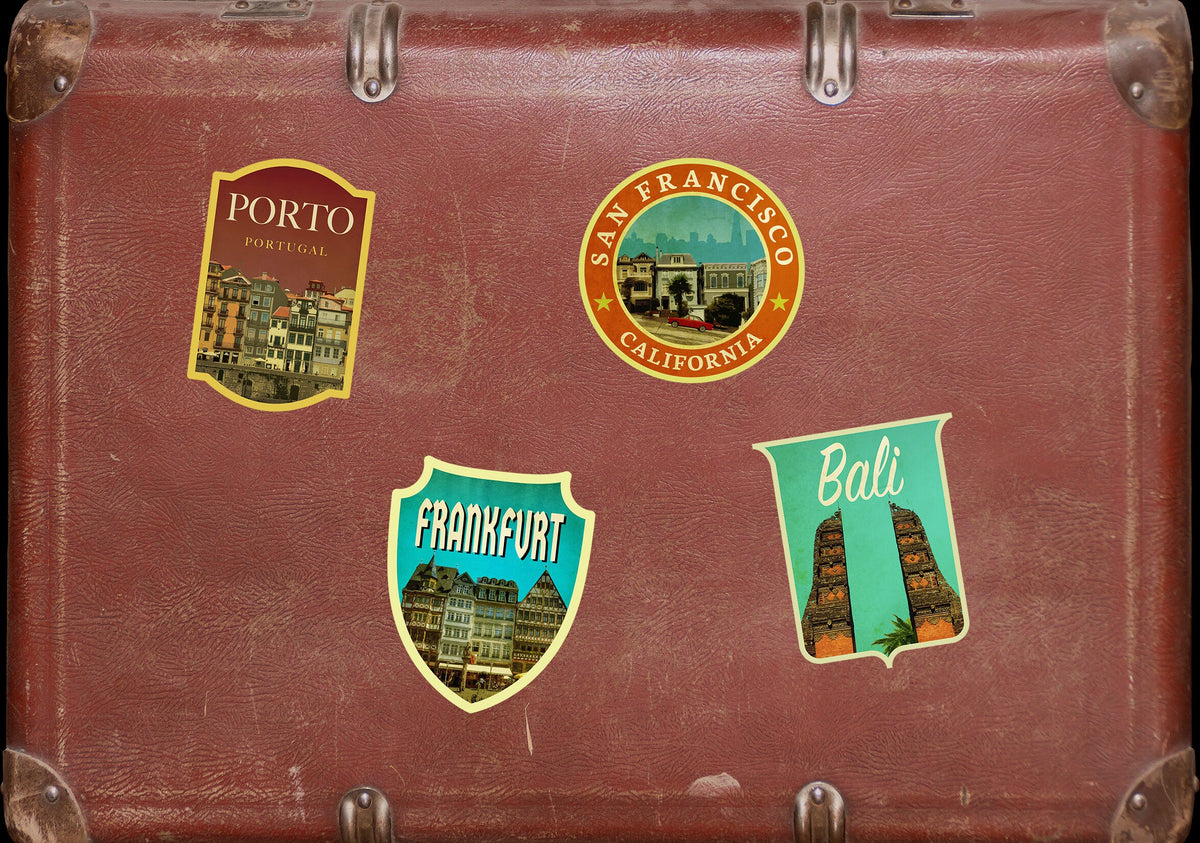 Frankfurt Germany Travel Sticker: Vintage-Style Luggage Decal