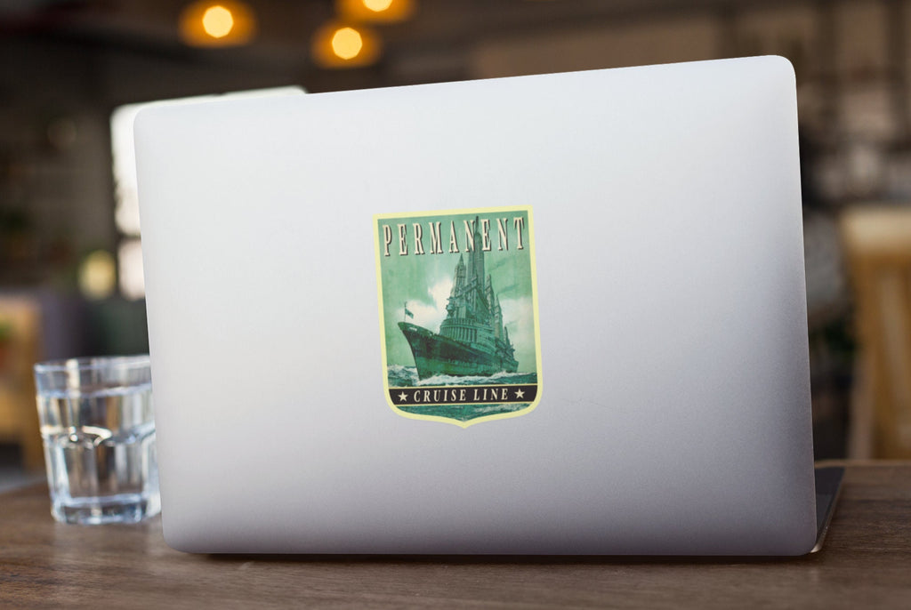 Vintage Cruise Line Sticker: Satirical Travel Decal