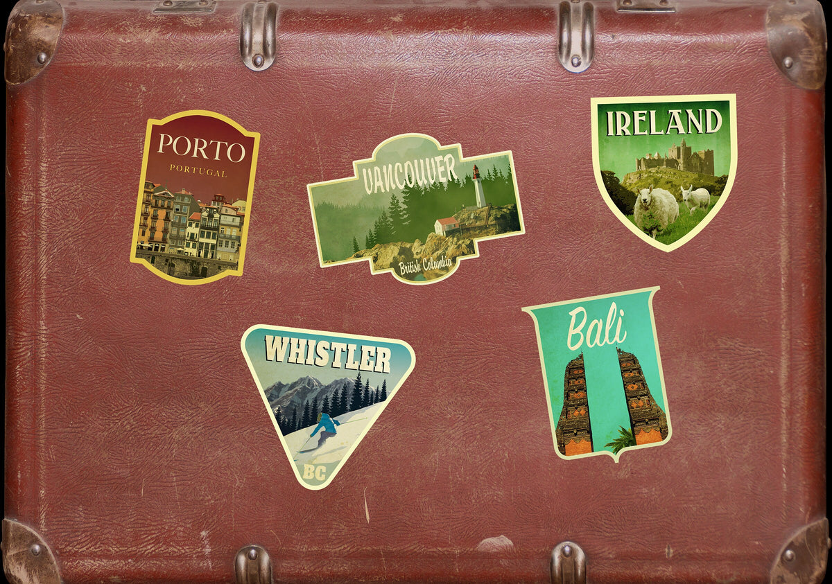 Whistler Canada travel sticker, vintage style decal for suitcase, luggage, laptop or water bottle