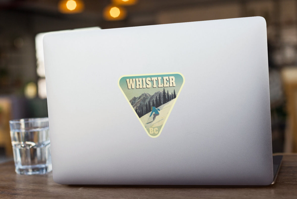 Whistler Canada travel sticker, vintage style decal for suitcase, luggage, laptop or water bottle
