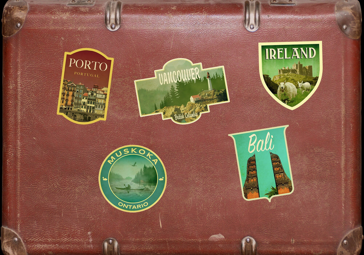 Muskoka Ontario travel sticker, vintage style decal for suitcase, luggage, laptop or water bottle