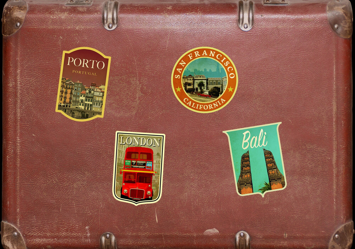 London Travel Sticker: Vintage style England Suitcase Decal