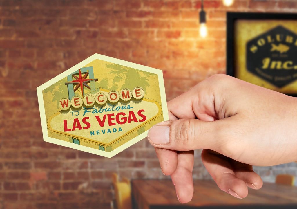 Las Vegas travel sticker, vintage style decal for suitcase, luggage, laptop or water bottle