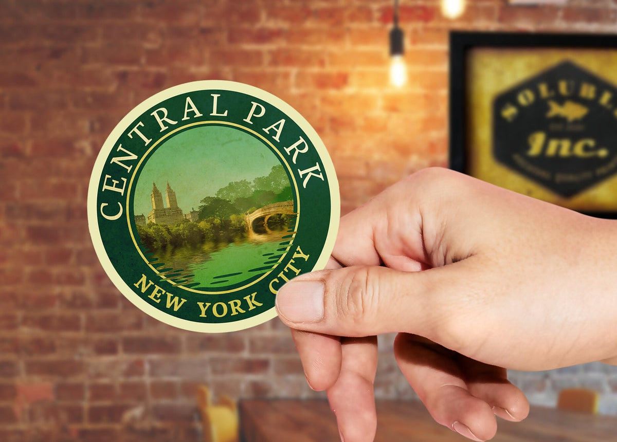 Central Park Travel Sticker: Vintage-style New York Suitcase Decal