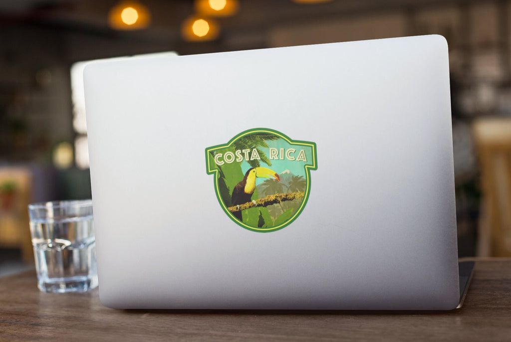 Costa Rica travel sticker, vintage style decal for suitcase, luggage, laptop or water bottle