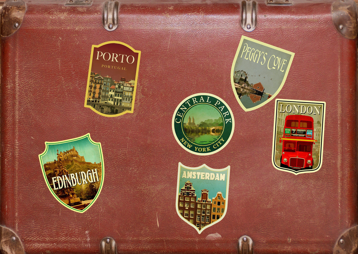 Edinburgh Scotland Travel Sticker: Vintage Suitcase Decal