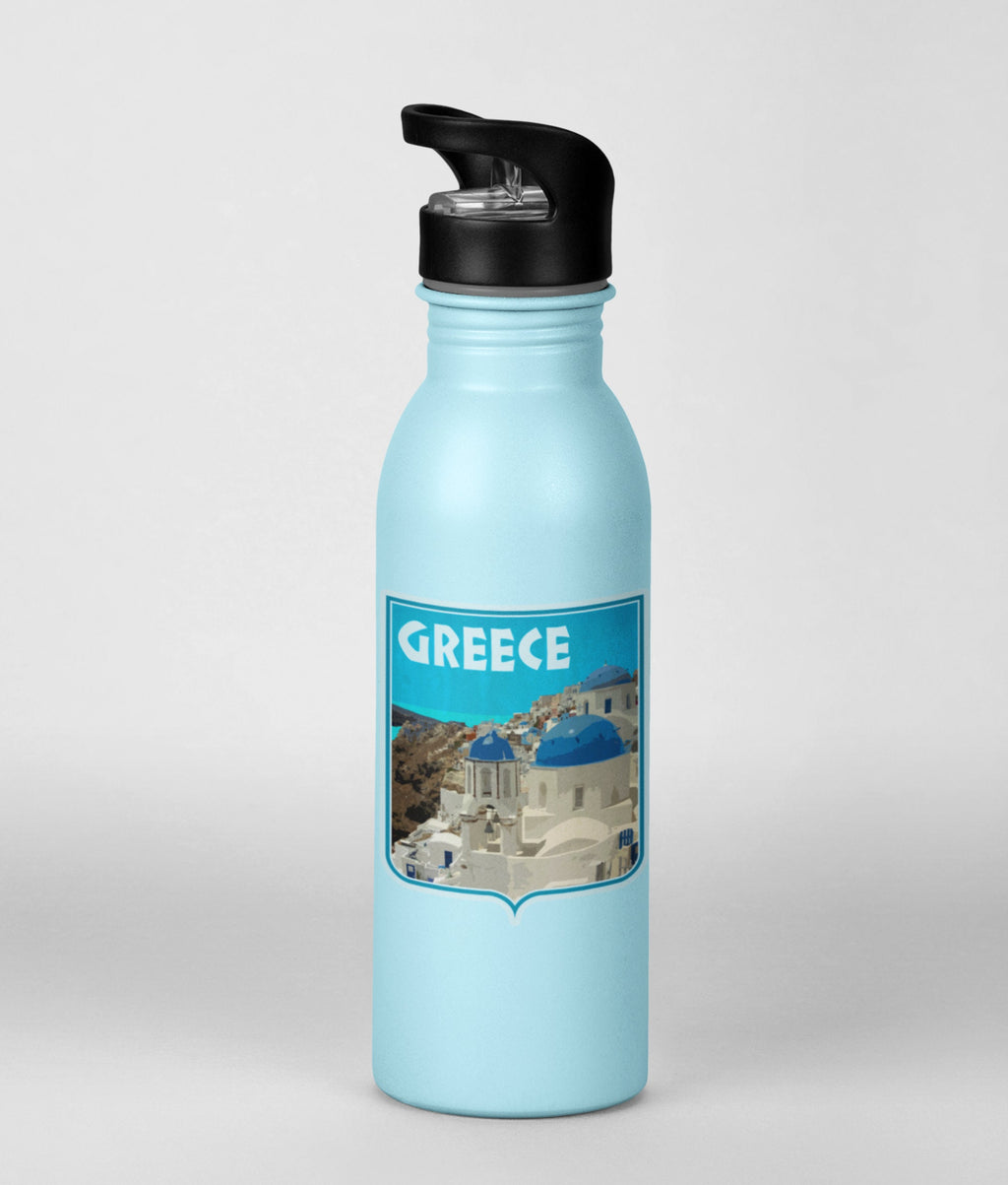 Greece Travel Sticker: Vintage Santorini Luggage Decal