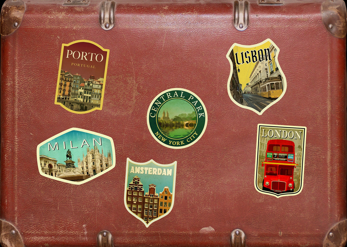 Milan Italy Travel Sticker: Vintage Luggage Decal
