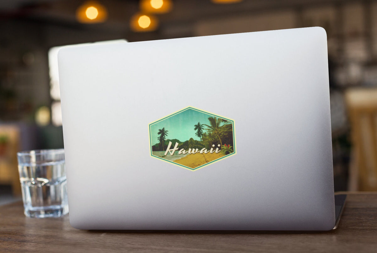 Hawaii travel sticker, vintage style decal for suitcase, luggage, laptop or water bottle