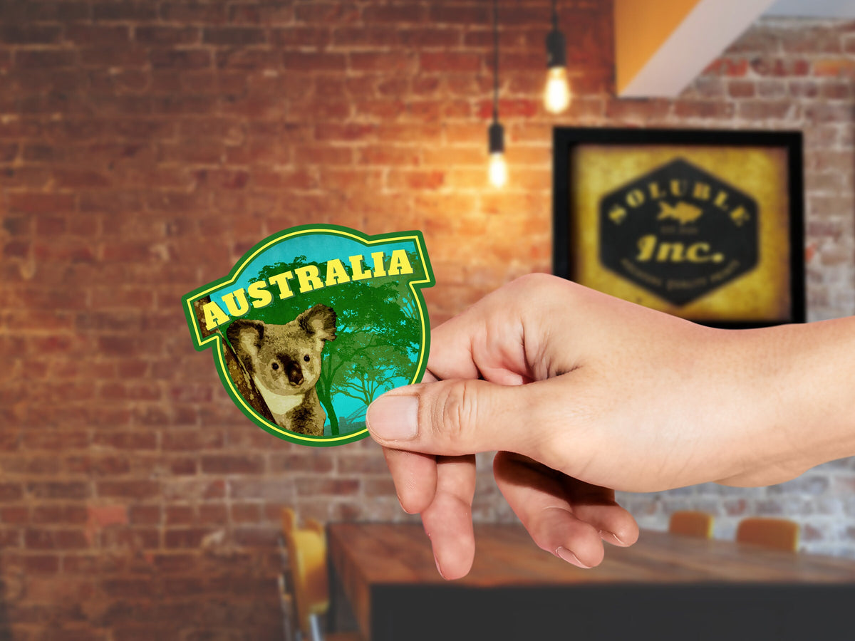 Australia travel sticker, vintage style decal for suitcase, luggage, laptop or water bottle