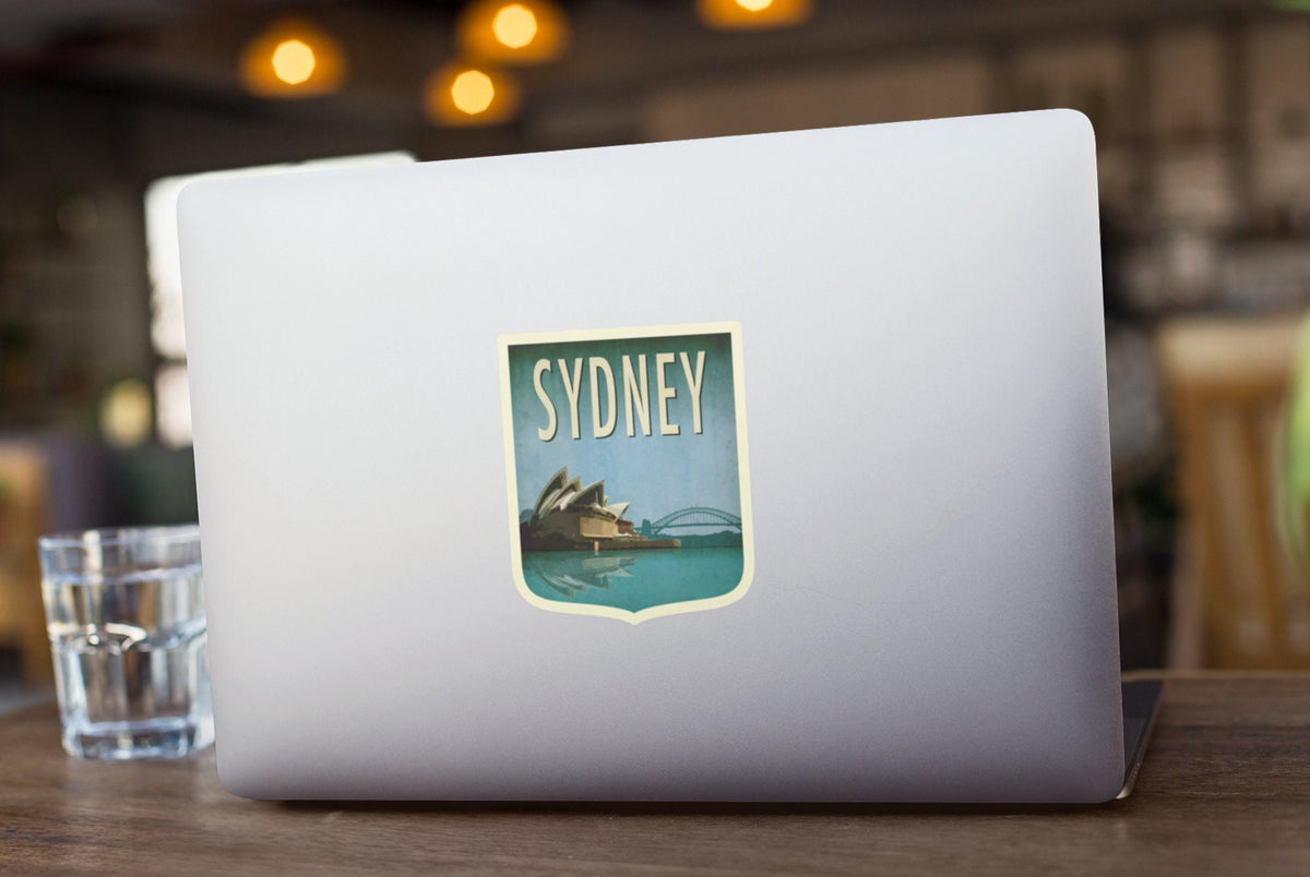 Sydney Australia travel sticker, vintage style decal for suitcase, luggage, laptop or water bottle