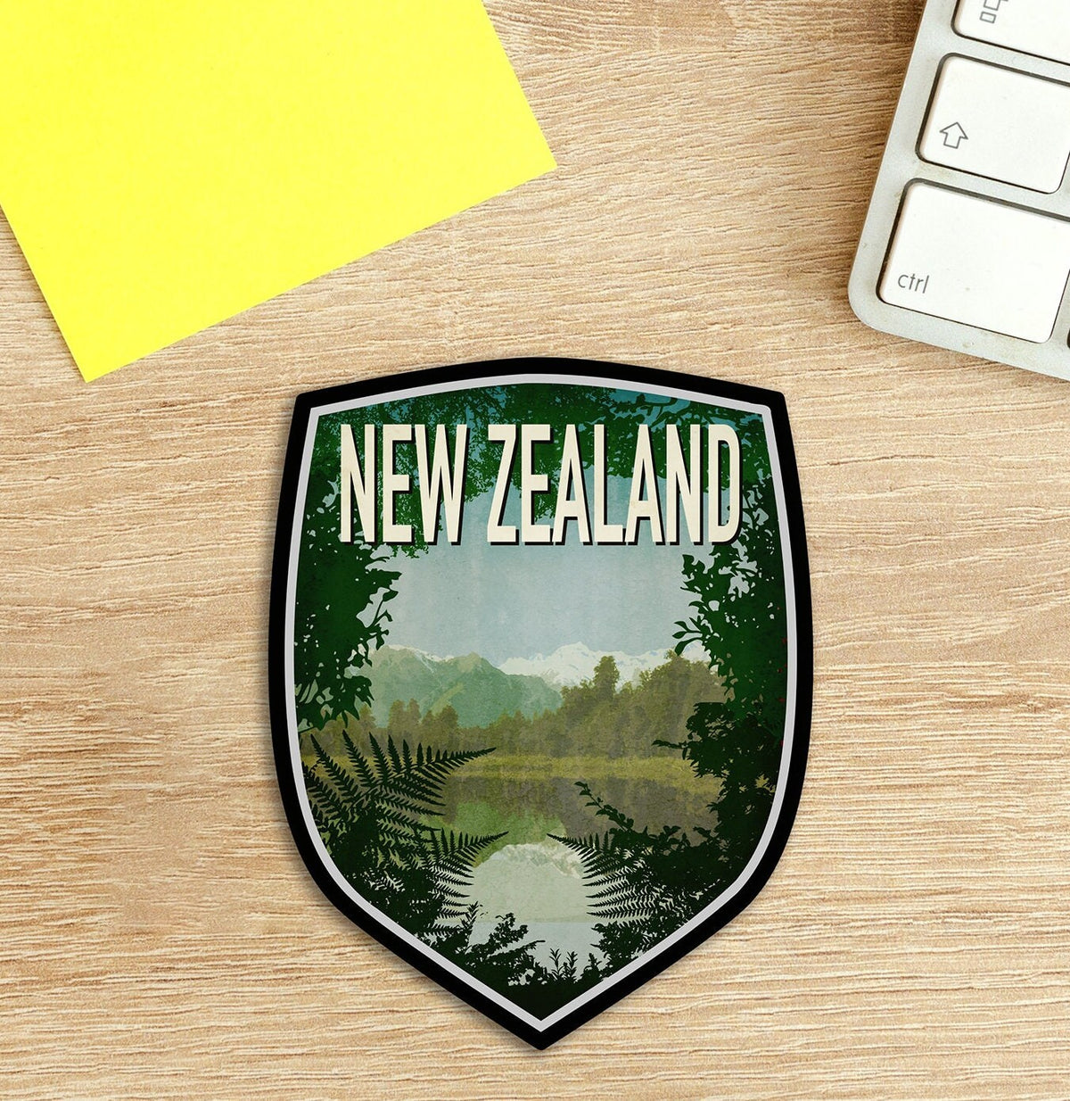 New Zealand travel sticker, vintage style decal for suitcase, luggage, laptop or water bottle