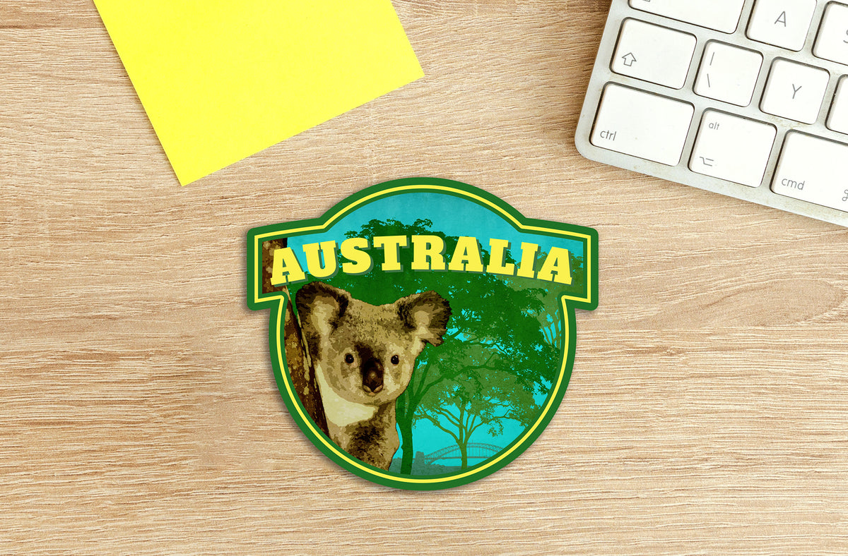 Australia travel sticker, vintage style decal for suitcase, luggage, laptop or water bottle
