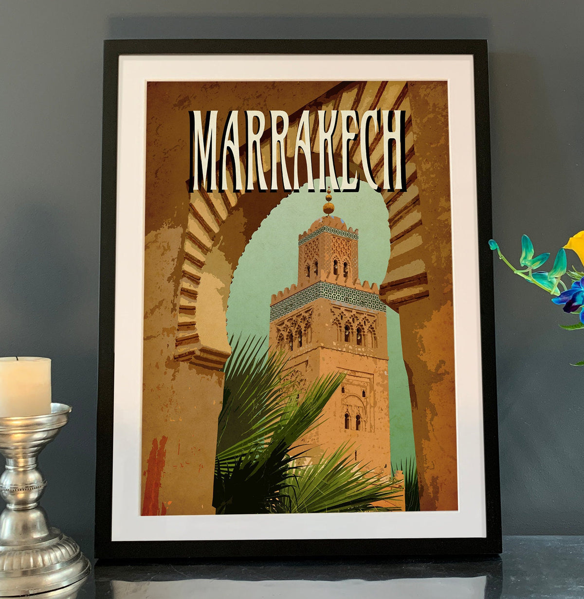 Marrakech Art Print: Vintage Travel Poster, Minimalist Home Decor