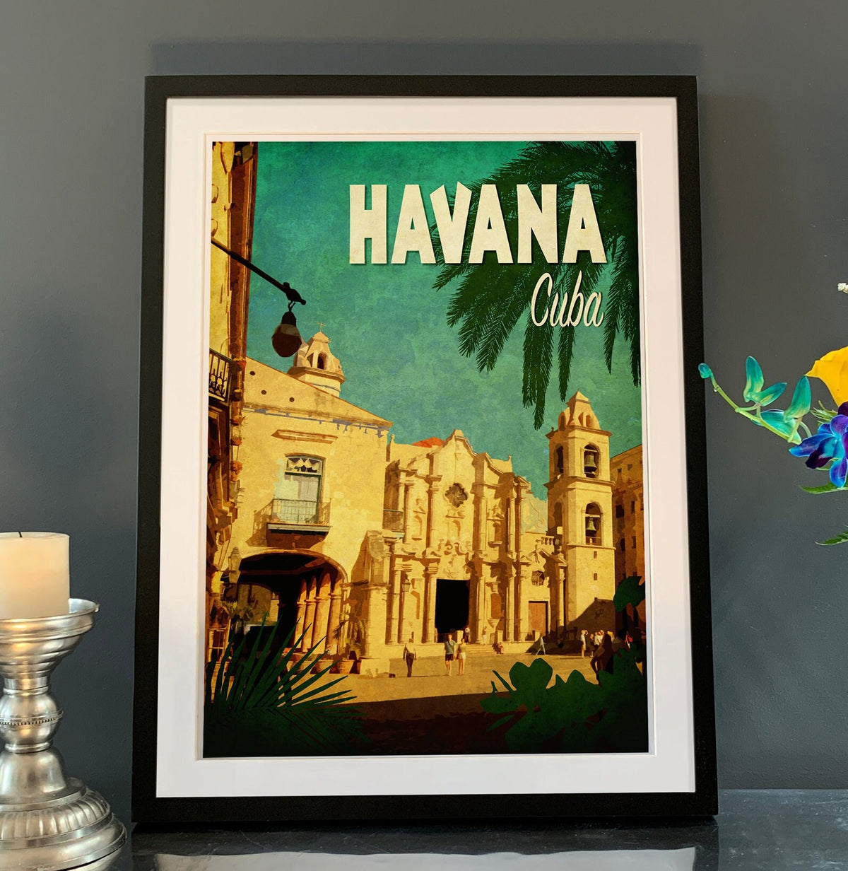 Havana Cuba Art Print: Vintage Travel Poster, Catedral de San Cristobal
