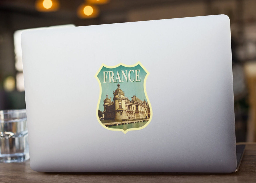 France Travel Sticker: Vintage style Chantilly Château Decal