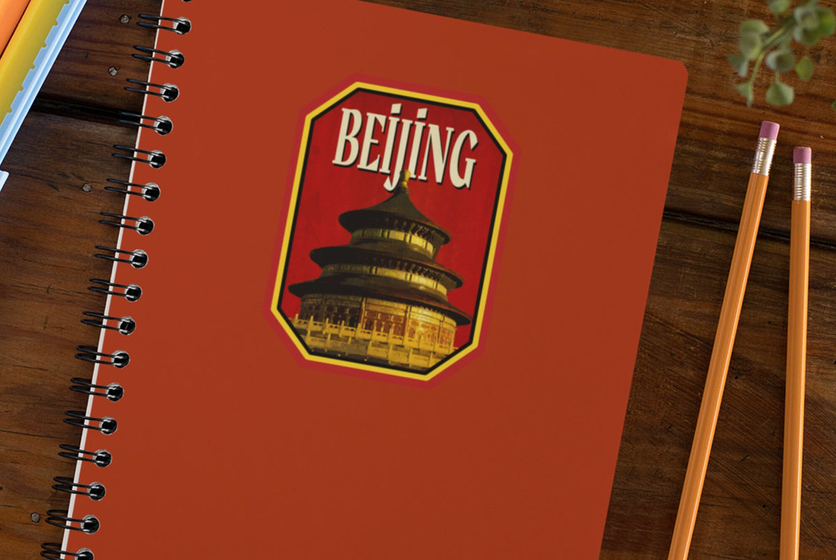 Beijing travel sticker, vintage style decal for suitcase, luggage, laptop or water bottle