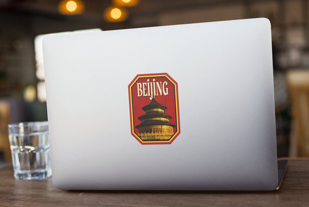 Beijing travel sticker, vintage style decal for suitcase, luggage, laptop or water bottle