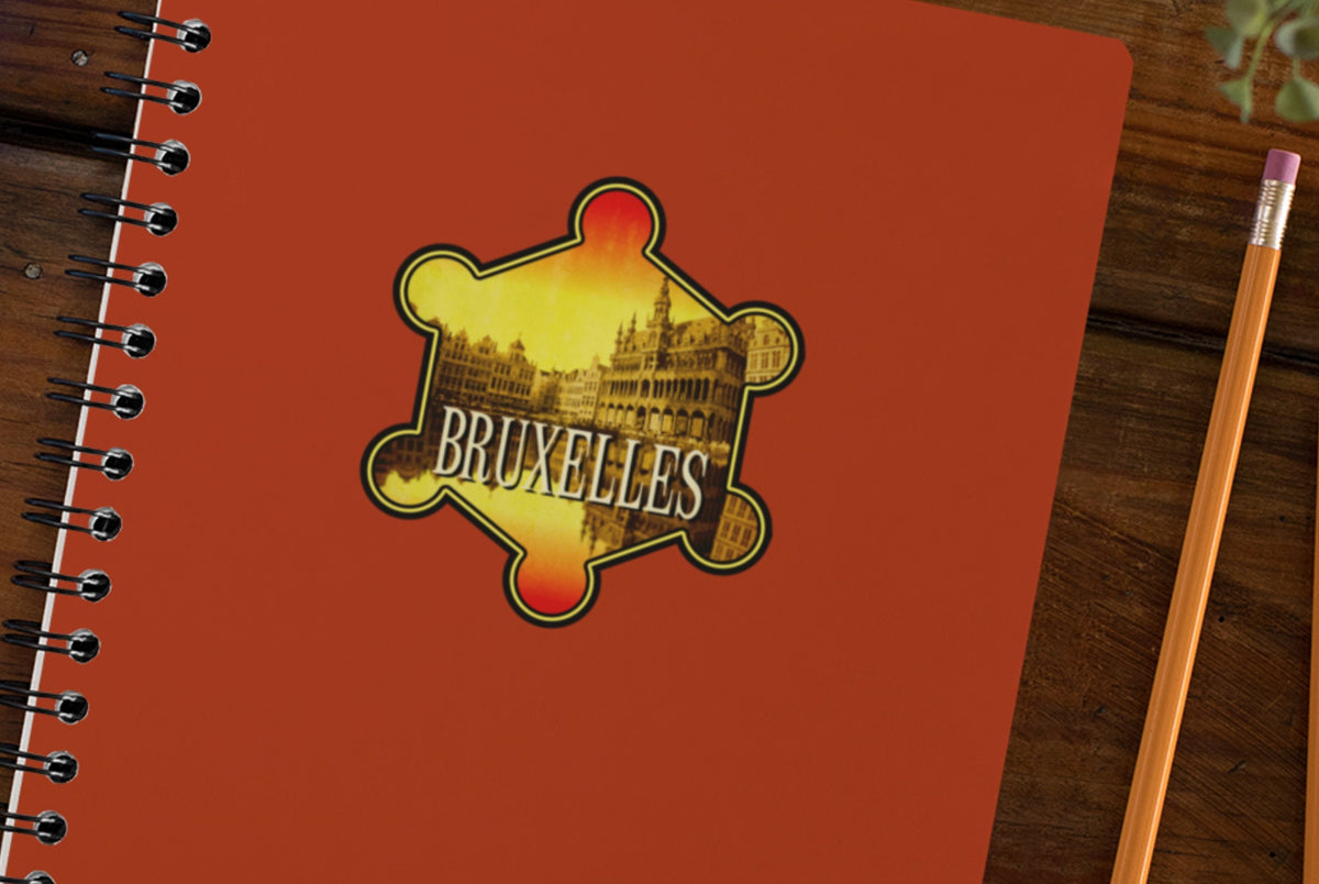Brussels Travel Sticker: Vintage Suitcase, Laptop Decal